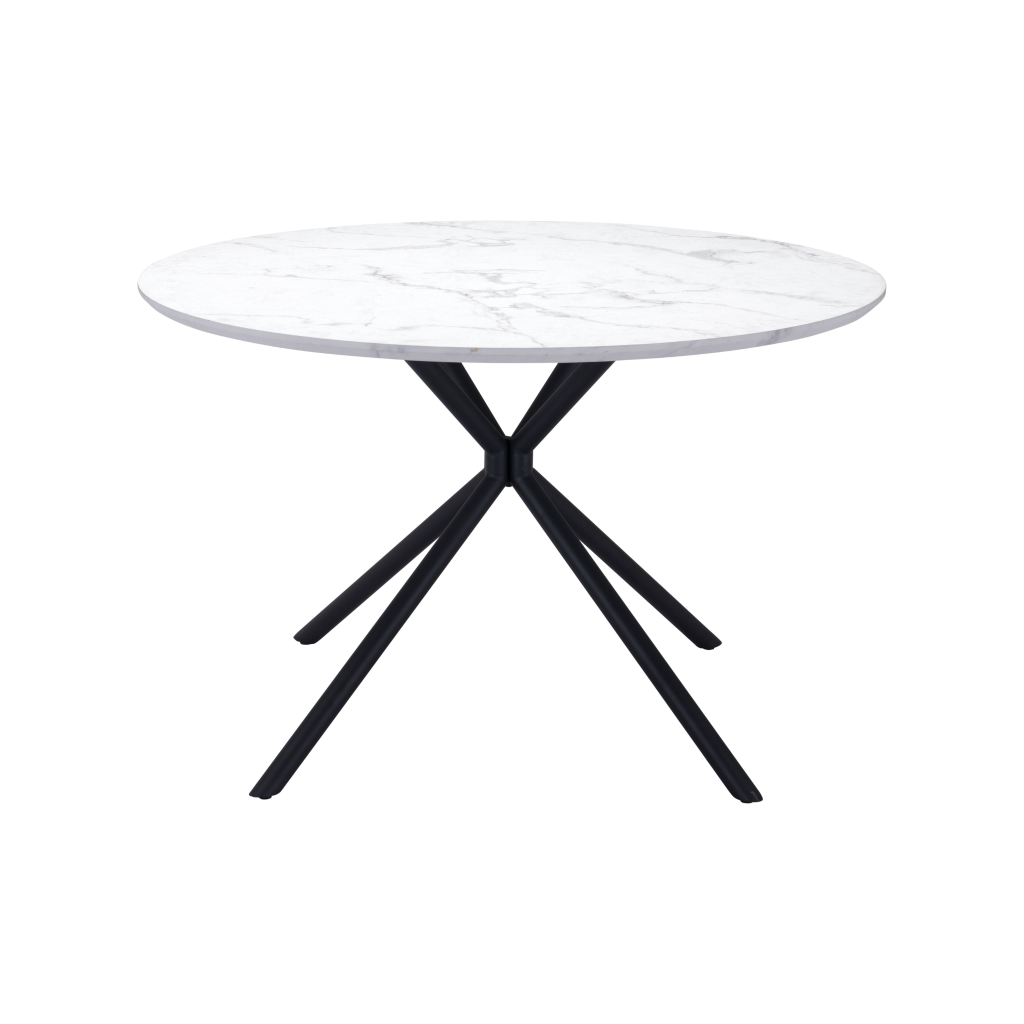 Ángulo lateral de la mesa Amiens con base de acero negro en cruz