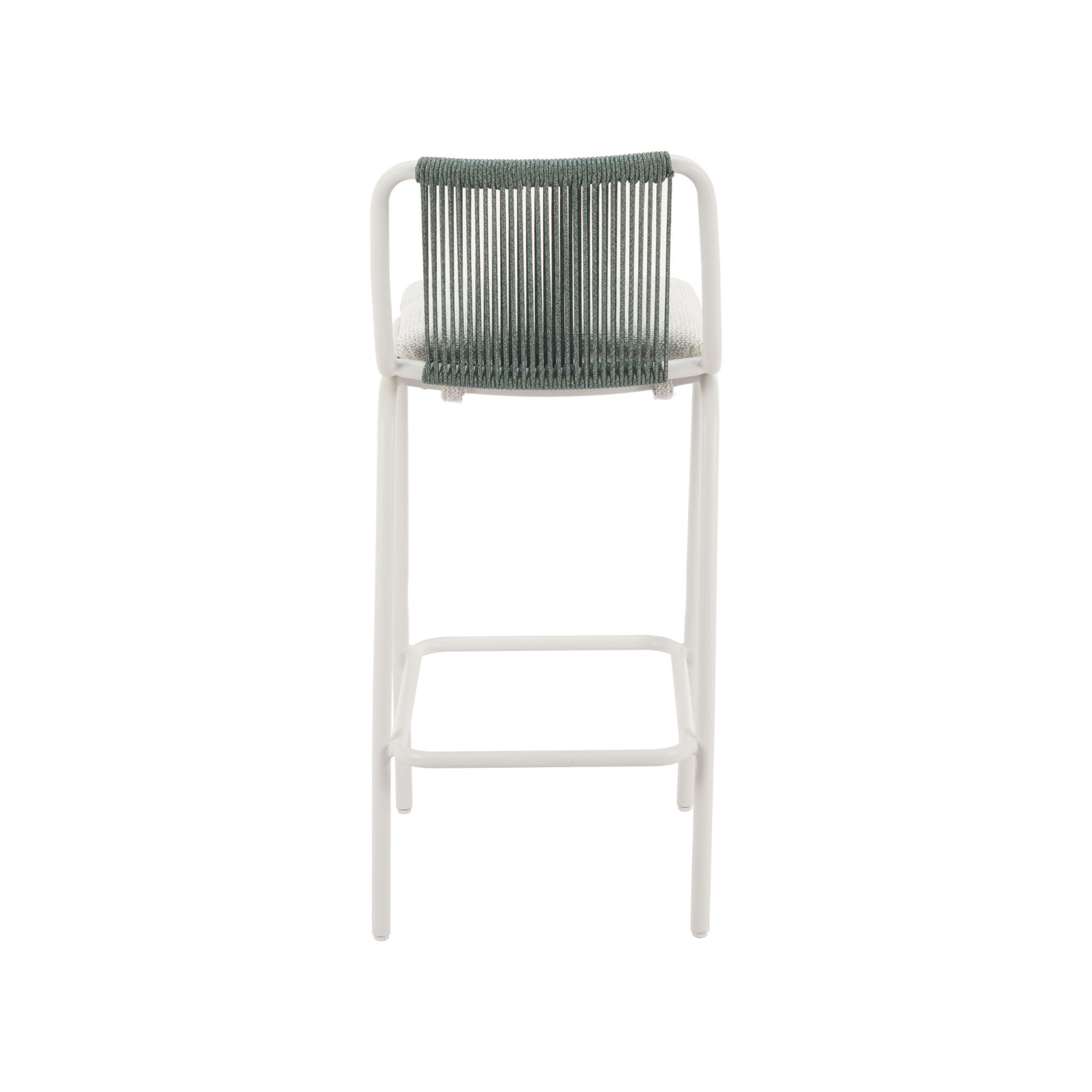 Vista trasera del Banco Alto Vero verde con respaldo de cuerda