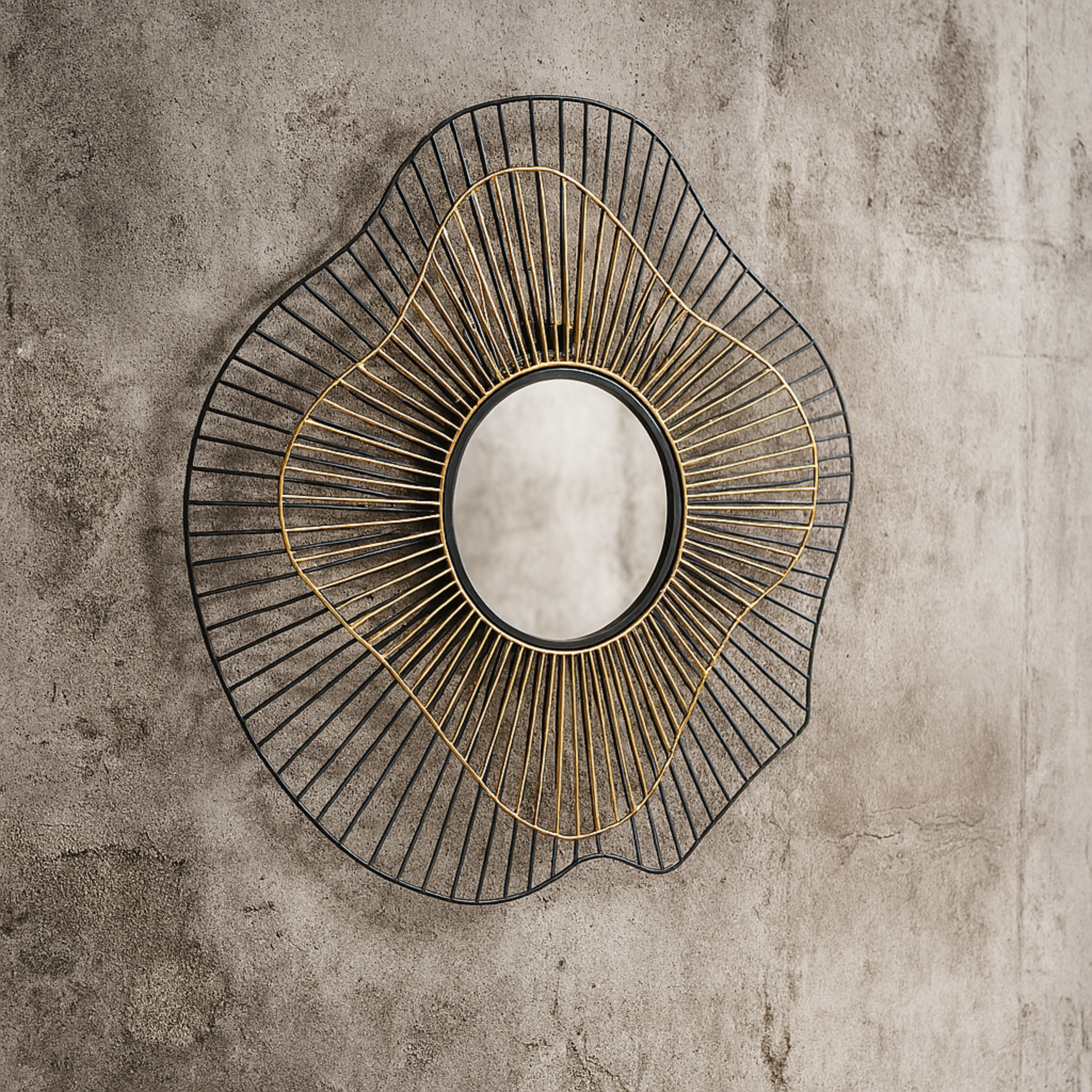 Espejo Comet montado sobre muro de concreto en ambiente moderno