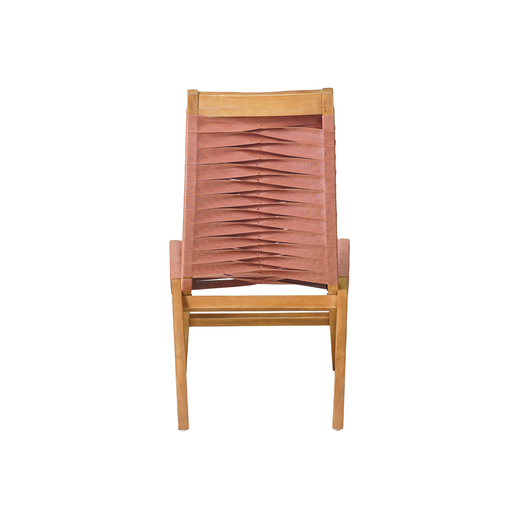 silla sava de exterior en madera de acacia y tejido sintético color terracota vista trasera