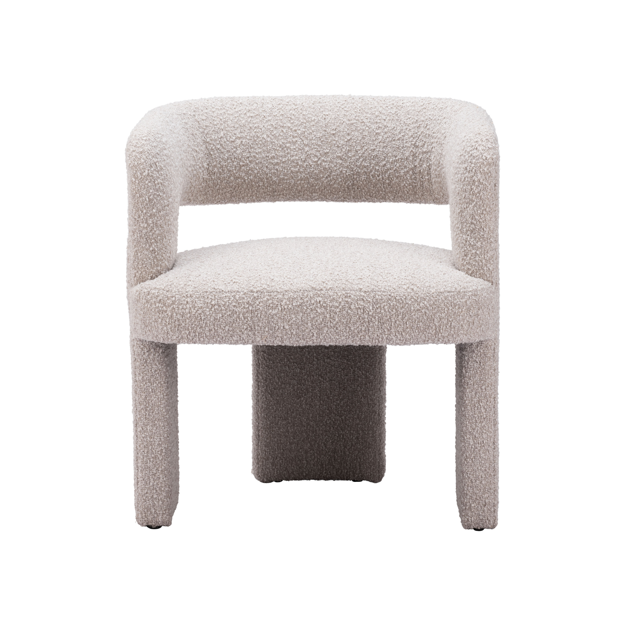 Sillón Java en bouclé beige visto de frente