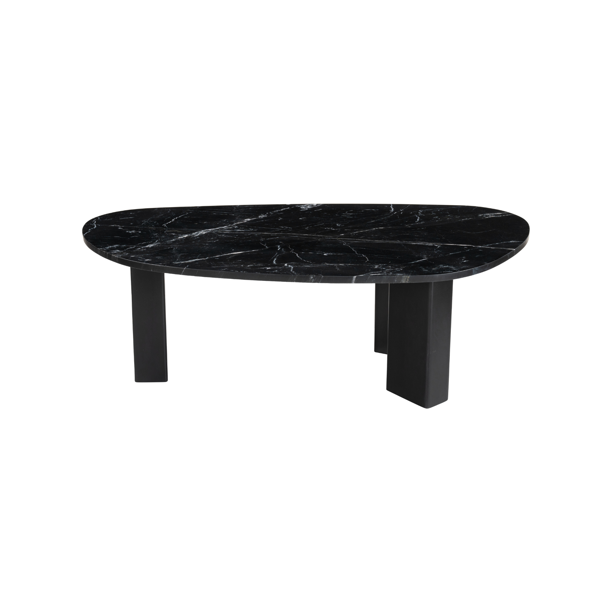 Mesa de Centro Aberdeen con cubierta de mármol negro y base rectangular negra