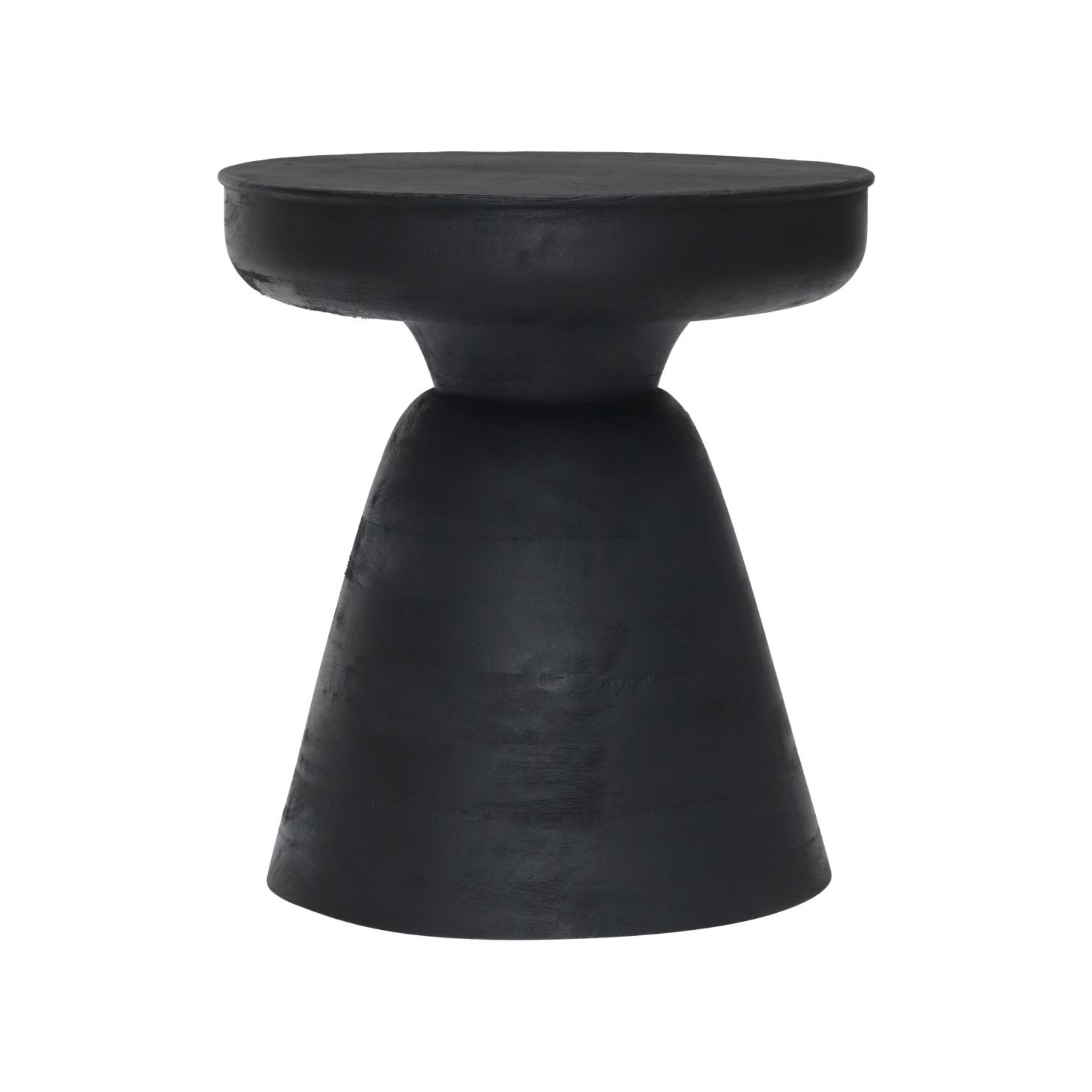 Mesa Lateral Moro negra vista frontal, hecha de madera de mango pintada en acabado mate