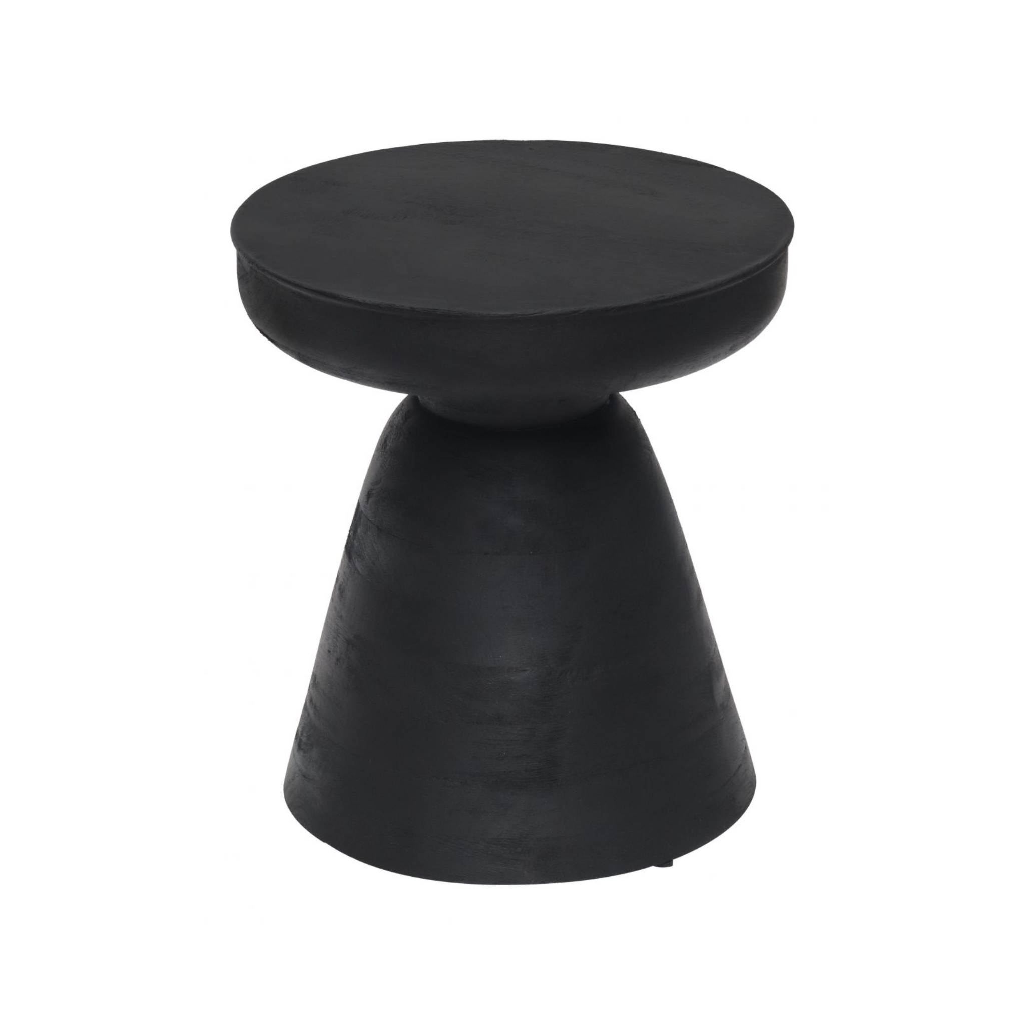 Mesa Lateral Moro negra vista en ángulo, mostrando su forma cónica brutalista