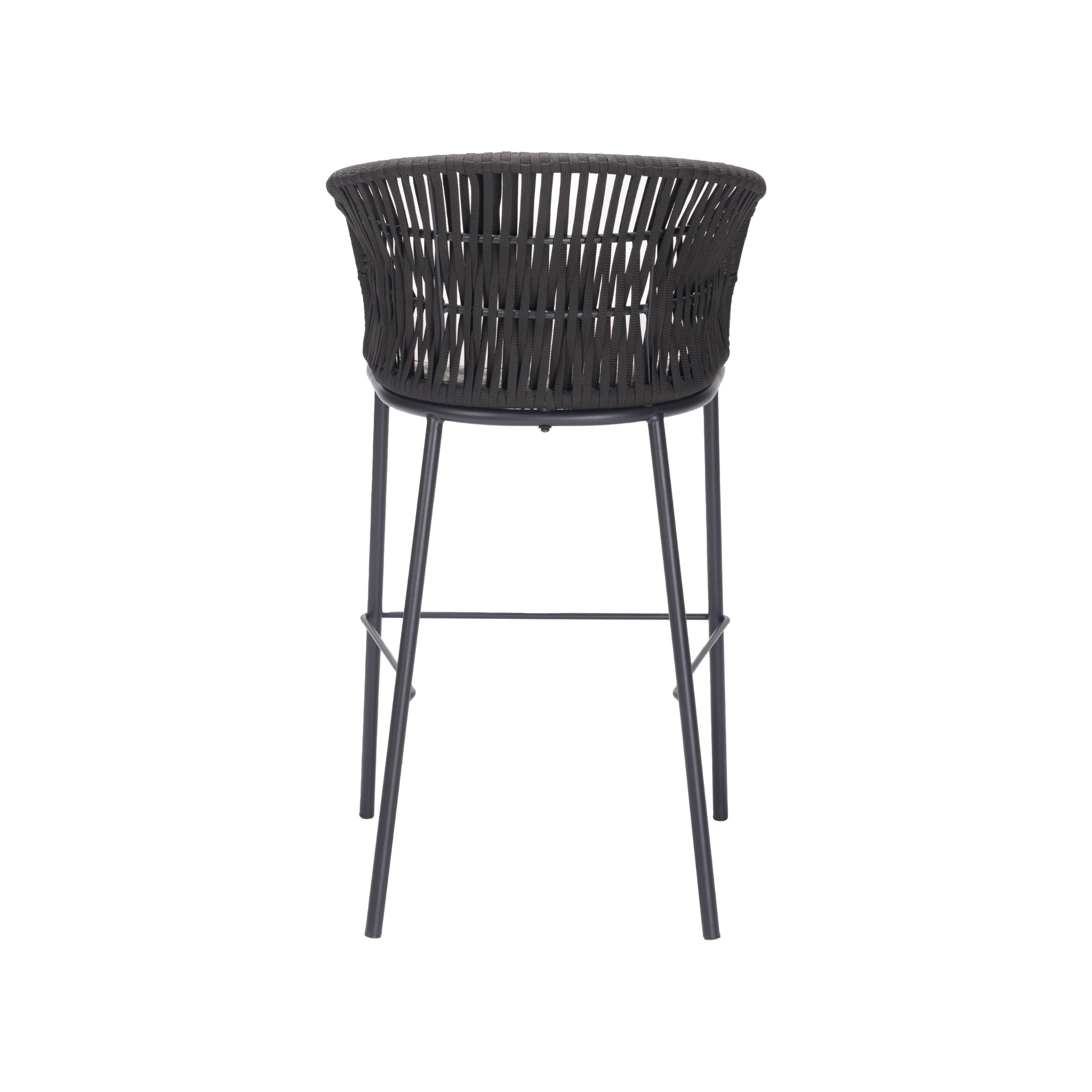 Vista trasera del Banco Tana negro con estructura metálica