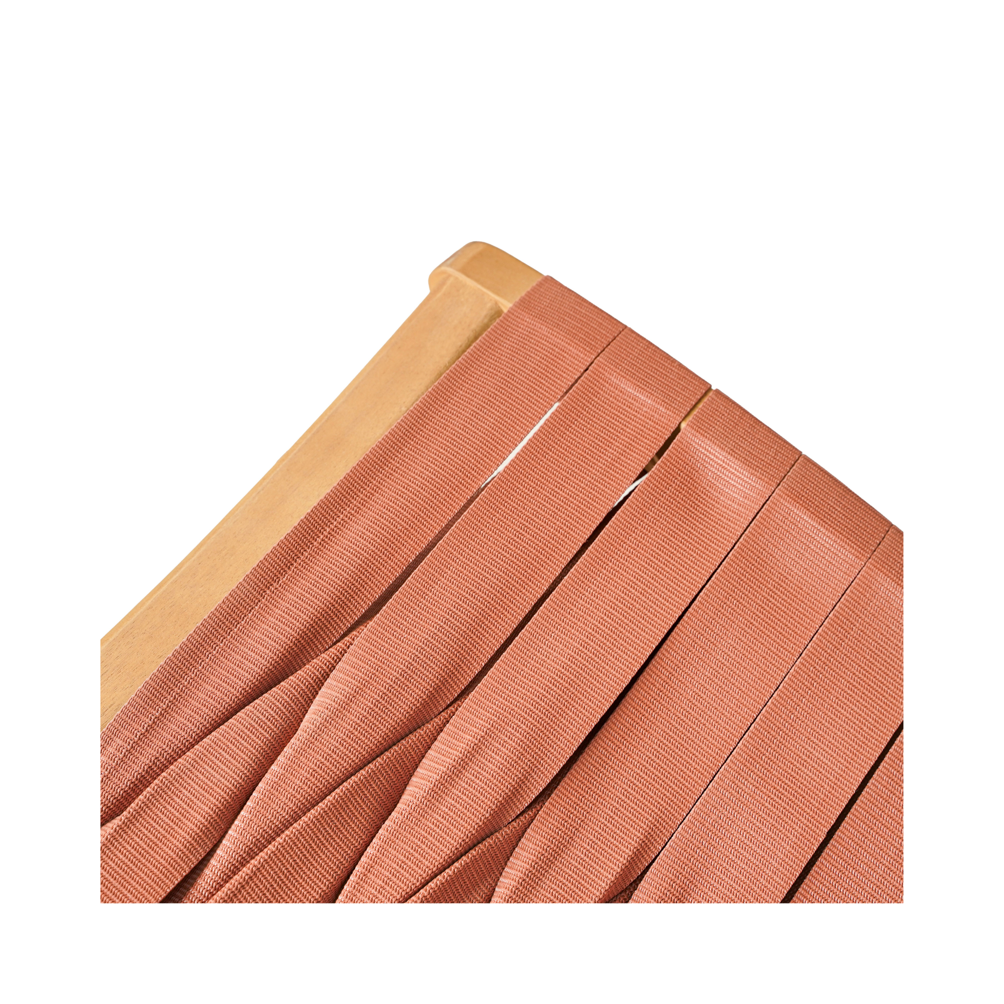 detalle del tejido sintético color terracota de la silla sava de exterior